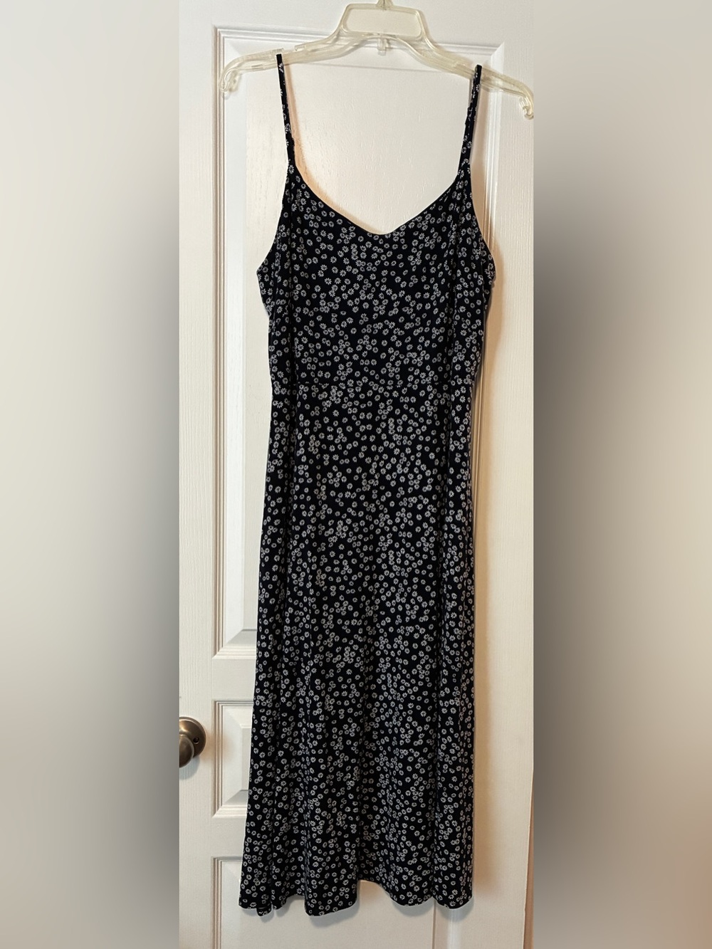 LOFT dark blue Slip Dress with White Floral Print